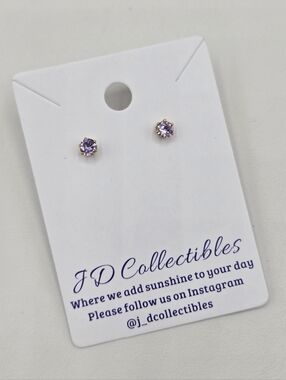 Swarovski Crystal Elements Gold Stud Earrings Light Purple Amethyst Prom Casual